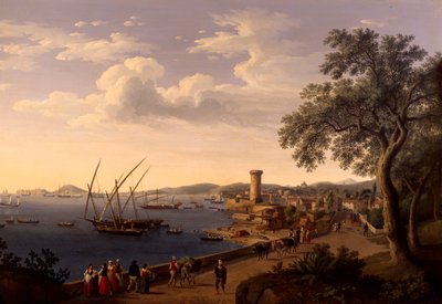 Gaeta kikötője, a móló és az erőd, Jacob Philipp Hackert alkotó: Jacob Philippe Hackert