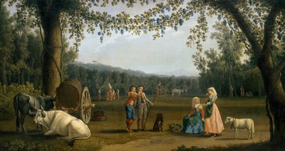 A királyi hercegek az aratáskor a Carditello birtokon alkotó: Jacob Philippe Hackert
