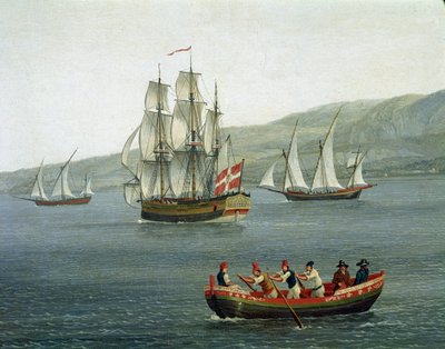 Hajók képe a Messina-i Detroitban, Reggio Calabria, Olaszország - (Hajók Messina egyenesében Reggio Calabria és Szicília között) Jacob Philipp Hackert részletfestménye Hackert d