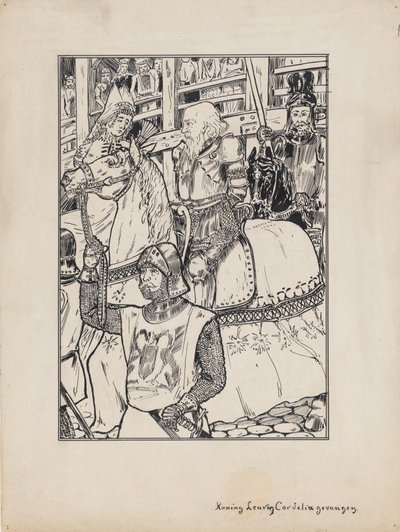 Tervezési illusztráció Shakespeare Lear királyához: Lear király és Cordelia elfogva alkotó: Jacob Pieter van den Bosch