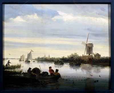 Táj szélmalommal. Jacob Van Ruisdael festménye (Ruysdael vagy Ruisdaal alkotó: Jacob Salomonsz. Ruysdael