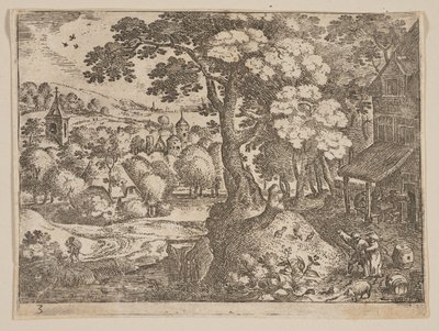 Taverna az ösvény jobb oldalán, a Landscapes-ból alkotó: Jacob Savery I