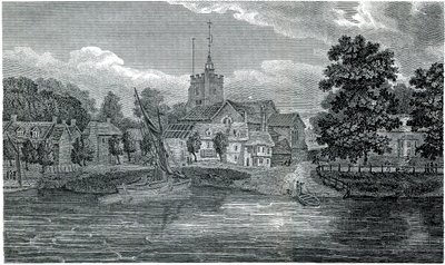 Metszet Szent Miklós templom Chiswick Schnebbelie 1807 alkotó: Jacob Schnebbelie