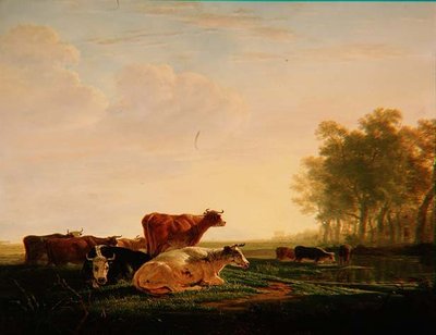 Szarvasmarha a tájon alkotó: Jacob Van Stry