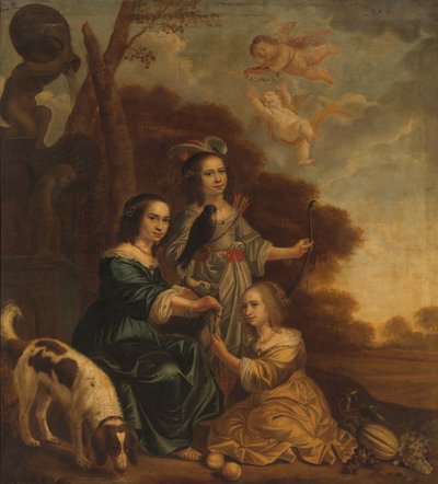 Geertruyt, Margriet és Anna Delff, a művész lányai portréja (Három kislány portréja egy tájban) alkotó: Jacob Willemsz. Delff (II)