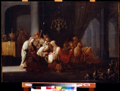 Körülmetélés (A körülmetélés). Jacob Willemsz de Wet, az idősebb festménye (1630 körül-1675 után). Olaj, fa, 91 x 64 cm. Holland művészet, barokk stílus. Távol-keleti Múzeum, Habarovszk. alkotó: Jacob Willemsz de (c.1630 after 1675) Wet