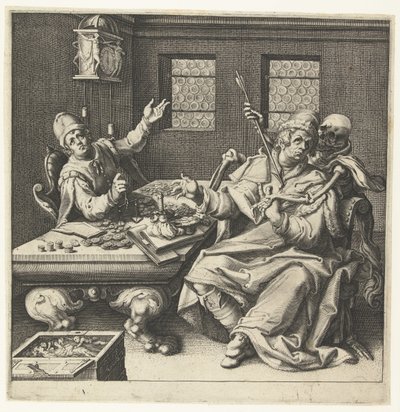 A pénzmérlegek és a halál alkotó: Jacob de Gheyn (II) (workshop of)
