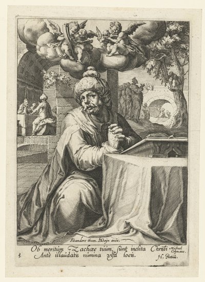 Zakeus, mint bűnbánó bűnös Nyolc bűnbánó bűnös az Ó- és Újszövetségből (sorozat címe) alkotó: Jacob de Gheyn (II) (workshop of)