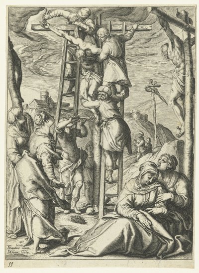A keresztről való leszállás Krisztus szenvedése (sorozat címe) alkotó: Jacob de Gheyn (II)
