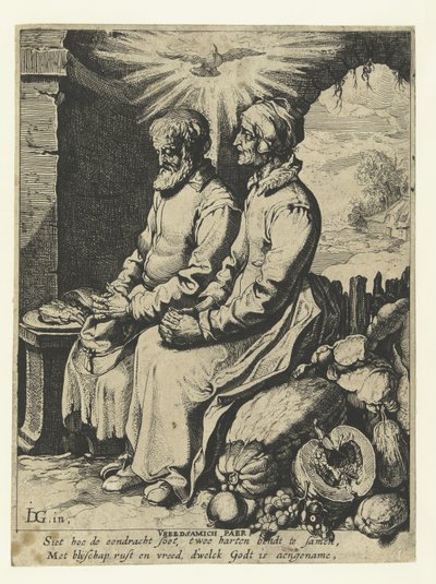 Idős pár imádkozik Vreedsamich paer (cím az objektumon) alkotó: Jacob de Gheyn (III)