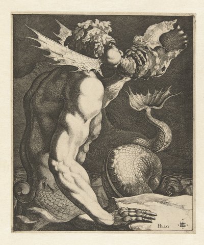 Egy kagylón fújó triton alkotó: Jacob de Gheyn (III)