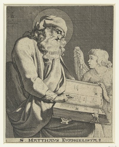 Mattheüs evangélista S. Matthaeus Evangelista (cím a tárgyon) alkotó: Jacob de Gheyn (III)