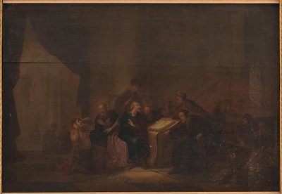 Júdás ledobja az ezüstdarabokat a templomban alkotó: Jacob de Wet d.Æ.