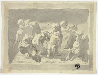 Baby Satyrs és Putti játszik a szamárral alkotó: Jacob de Wit