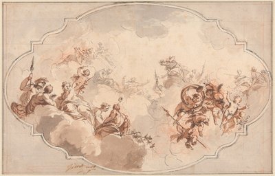 Mennyezeti terv: Callisto vagy Diana apoteózisa (recto) és ábravázlat (verso) alkotó: Jacob de Wit