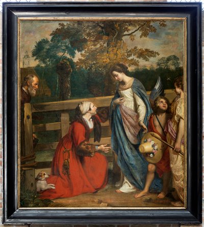 Plébániatemplom (Plébániatemplom of Our Lady Visitation). Belső. festmény. – Mary látogatása Erzsébetnél. Kelet I. Jákób. alkotó: Jacob the Younger Van Oost