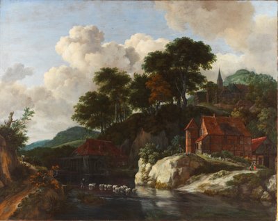 Dombos táj egy vízimalommal alkotó: Jacob van Ruisdael