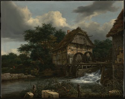 Két vízimalom és egy nyitott zsilip alkotó: Jacob van Ruisdael