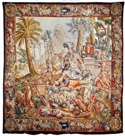 Amerikai gobelin, 17. század vége (gyapjú; gobelinszövés; természetes színezékek, beleértve a következő anyagokat is
indigó) alkotó: Jacob van der Borcht