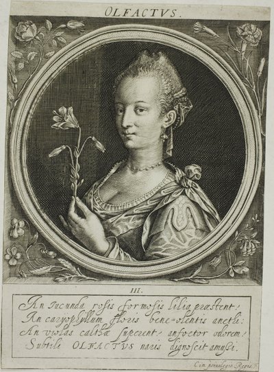 Szaglás, harmadik tányér Az öt érzékszervből alkotó: Jacob van der Heyden