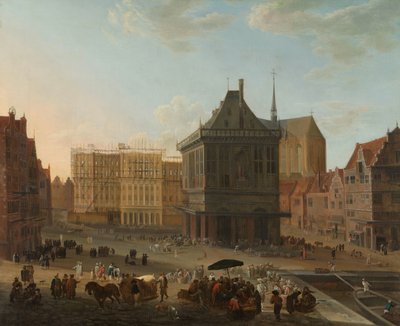 Az amszterdami gát az épülő új városházával alkotó: Jacob van der Ulft (attributed to)