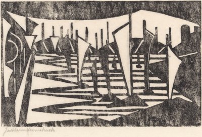 Összetétel (csónakok a kikötőben) alkotó: Jacoba van Heemskerck (signed by artist)