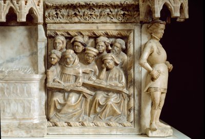 Carlo, Roberto és Riccardo da Saliceto temetési emlékműve: tanfolyamra járó hallgatók (szobrászat, 1403 körül) alkotó: Jacobello and Pier Paolo dalle Masegne
