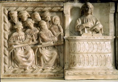 Carlo, Roberto és Riccardo da Saliceto temetési emlékműve: tanfolyamra járó hallgatók (szobrászat, 1403 körül) alkotó: Jacobello and Pier Paolo dalle Masegne