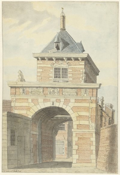 Kilátás a régi Vriesche Poortra Alkmaarban alkotó: Jacobus Andreas Crescent