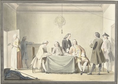 A biztosok gyűlése a Liberale Giftte, vagyis az 50. érem átvételére, 1747. szeptember 12. alkotó: Jacobus Buys (signed by artist)