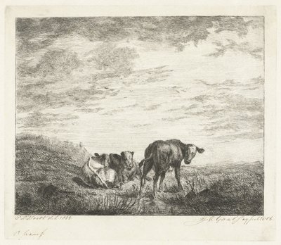 Három borjú alkotó: Jacobus Cornelis Gaal (signed by artist)