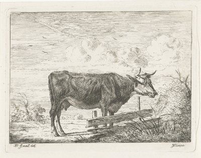 Tehén állt a kerítés mellett alkotó: Jacobus Cornelis Gaal