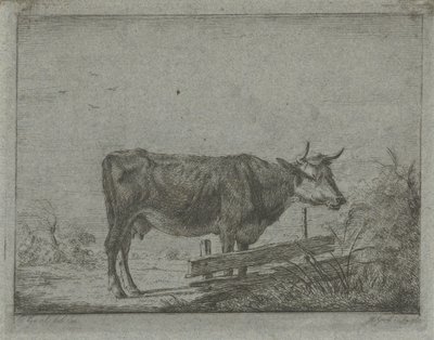 Tehén állt a kerítés mellett alkotó: Jacobus Cornelis Gaal