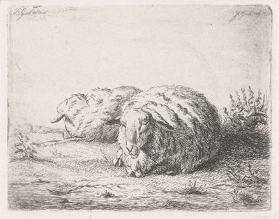 Két fekvő bárány alkotó: Jacobus Cornelis Gaal