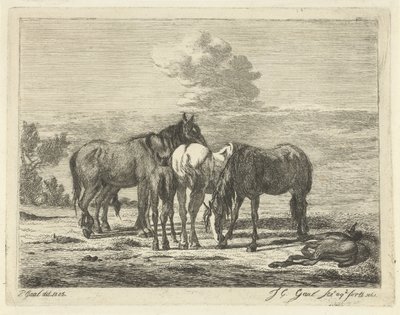 Négy ló és két csikó alkotó: Jacobus Cornelis Gaal