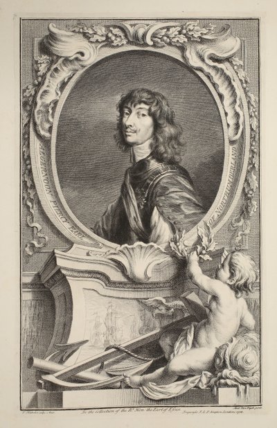 Algernon Percy, Northumberland grófjának portréja, illusztráció a „Nagy-Britannia jeles személyeinek vezetői” című könyvből, kocsma. Írta: Knapton, London, 1742 alkotó: Jacobus Houbraken