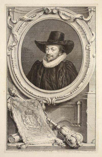 Williams érsek, a pecsét őrzőjének portréja, illusztráció a „Heads of Illustrious Persons of Great Britain”, pub. Írta: Knapton, London, 1742 alkotó: Jacobus Houbraken