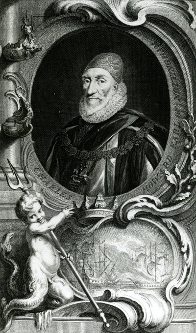 Charles Howard, Nottingham grófjának portréja, illusztráció a "Heads of Illustrious Persons of Great Britain" című kötetből, Knapton kiadó, London 1742. alkotó: Jacobus Houbraken
