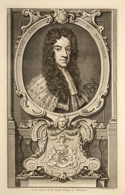 Daniel, Nottingham grófjának portréja, illusztráció a „Heads of Illustrious Persons of Great Britain”, pub. szerző: Knapton, London 1742 (metszet) alkotó: Jacobus Houbraken
