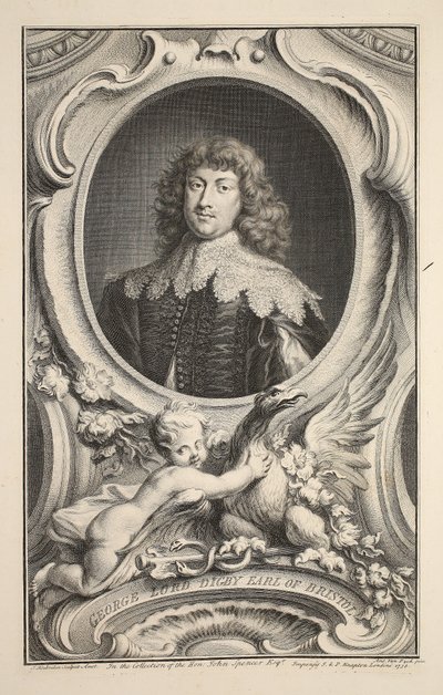 George, Lord Digby, Bristol gróf portréja, illusztráció a „Heads of Illustrious Persons of Great Britain”, pub. Írta: Knapton, London, 1742 alkotó: Jacobus Houbraken