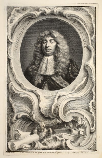 John, Lauderdale hercegének portréja, illusztráció a „Heads of Illustrious Persons of Great Britain”, pub. Írta: Knapton, London, 1742 alkotó: Jacobus Houbraken