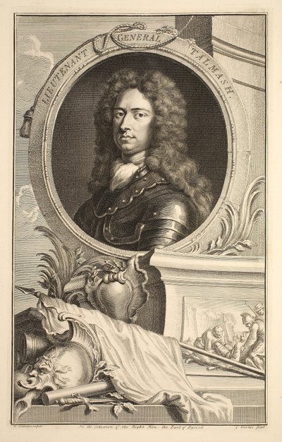 Talmash altábornagy portréja, illusztráció a "Heads of Illustrious Persons of Great Britain" című kötetből, Knapton kiadó, London 1742. alkotó: Jacobus Houbraken