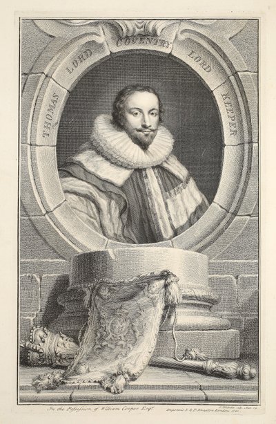 Thomas portréja, Lord Coventry, illusztráció a „Heads of Illustrious Persons of Great Britain”, pub. Írta: Knapton, London, 1742 alkotó: Jacobus Houbraken