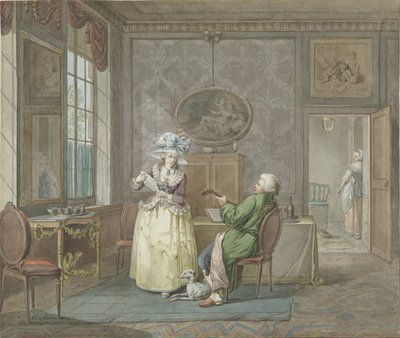 Zenepár egy belső térben alkotó: Jacobus Johannes Lauwers