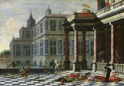 Olasz palota terasszal (olaj, vászon) alkotó: Jacobus Saeys