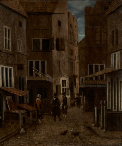 Utcai jelenet (olaj a panelen) alkotó: Jacobus Vrel or Frel