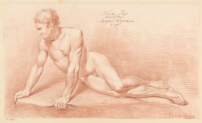 Ülő férfi akt, elölről nézve (2. díj 1798) alkotó: Jacobus Wijsman