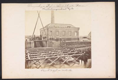 Gőzszivattyúállomás alatt Vijzelekkel / Capelle aan den IJssel den 1869. május 14. (cím az objektumon) A tavak helyreállítása Schielandban Rotterdamtól keletre (a sorozat címe a tárgyon) alkotó: Jacobus van Gorkom jr.