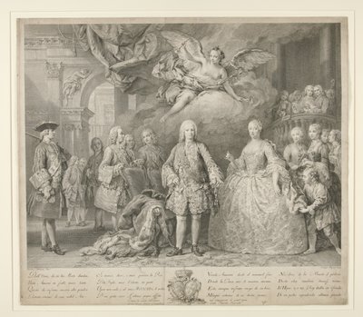 VI. Ferdinánd és királynője, Braganzai Mária Barbara Scarlattival és a híres olasz kasztrált Farinellivel alkotó: Jacopo (after) Amigoni
