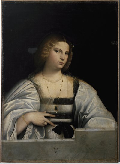 Hölgy portréja, A szüzesség allegóriája. (Festés alkotó: Jacopo (c.1480 1528) Palma
